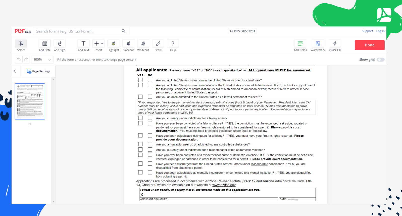 AZ DPS 802-07201 Form Screenshot 2
