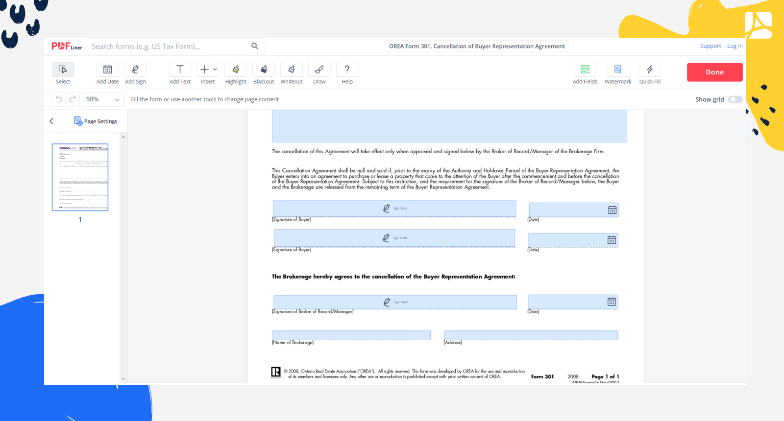 OREA Form 301 Screenshot 2