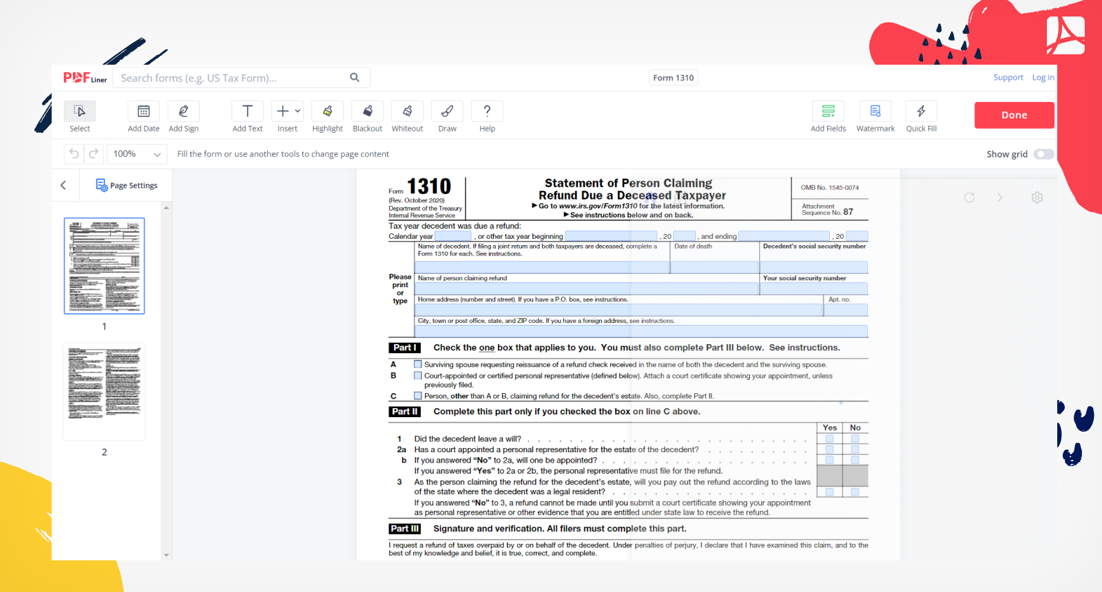 Form 1310 Screenshot