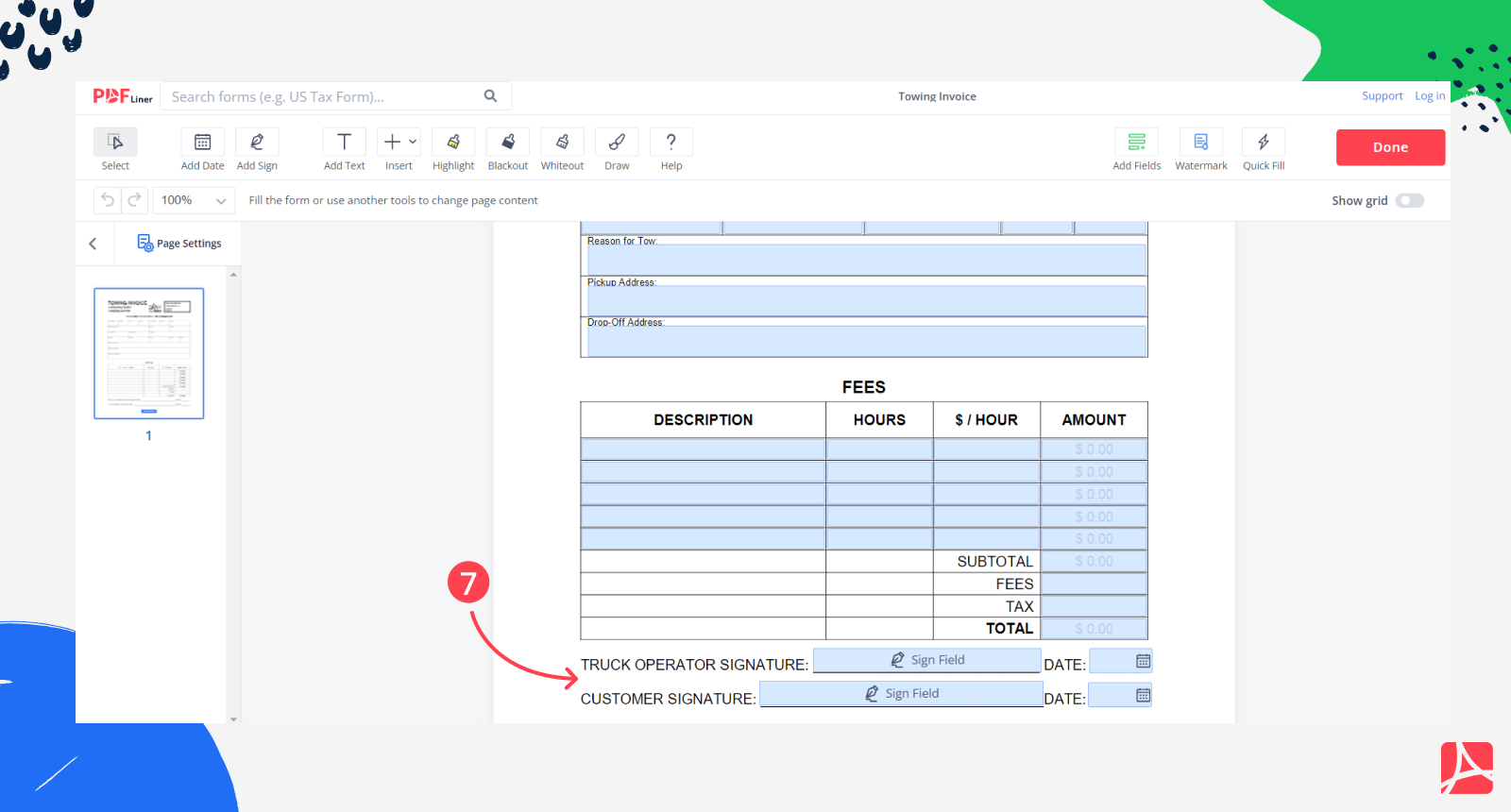 Towing Invoice screenshot step 7