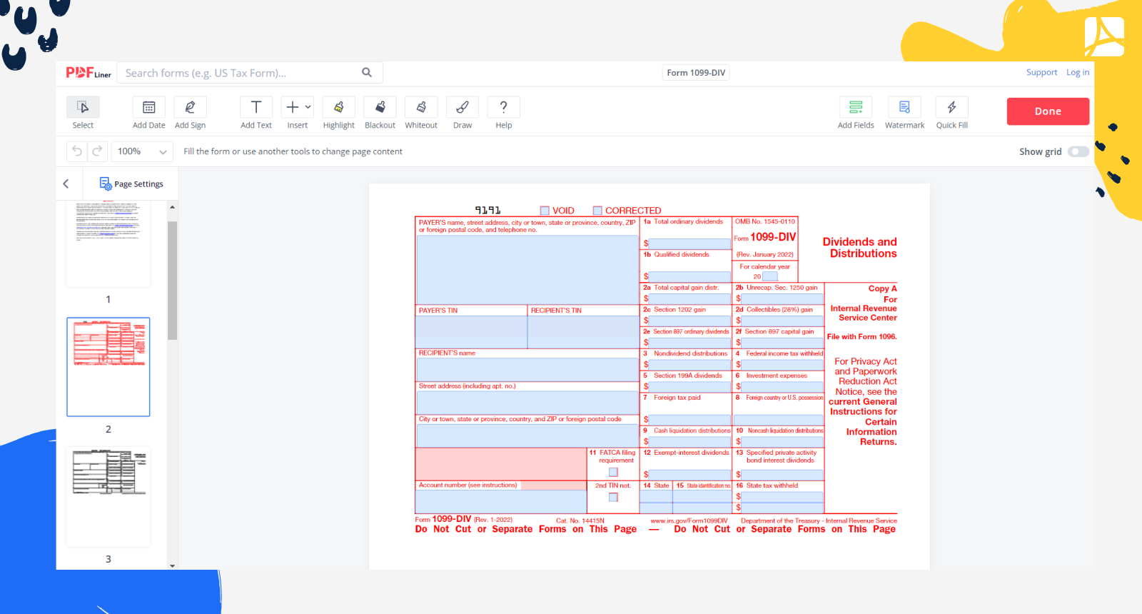 Form 1099-DIV Screenshot