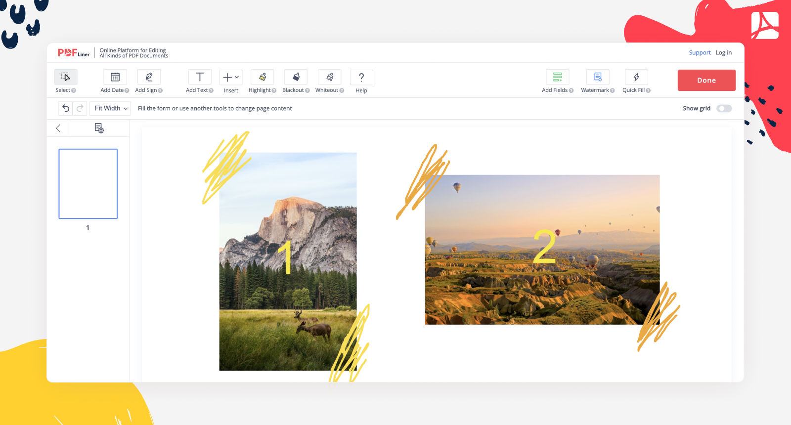 Added images with drawing on a PDF screenshot