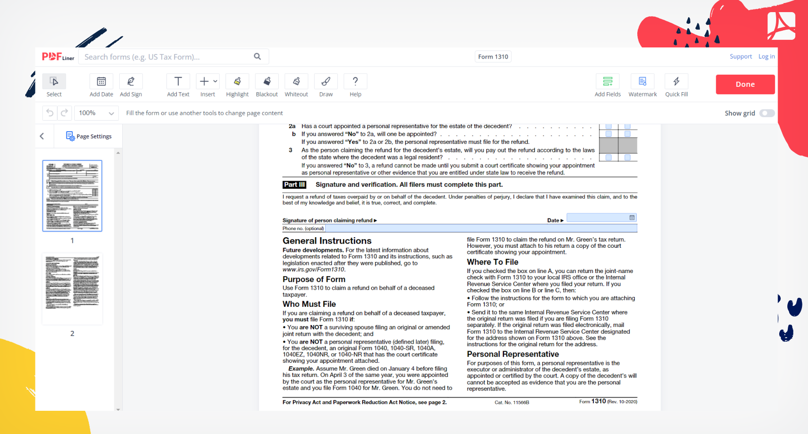 Form 1310 Screenshot 2