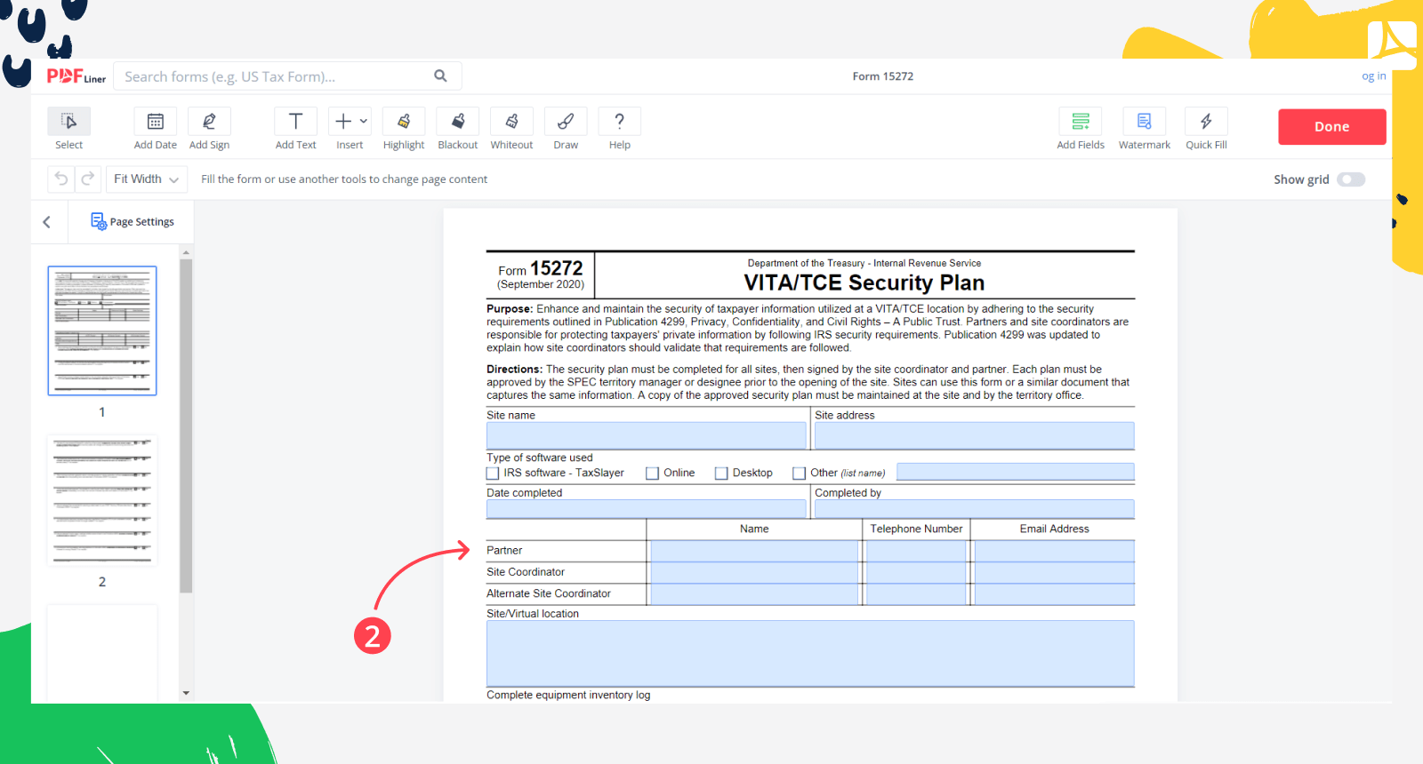 Form 15272 screenshot step 2