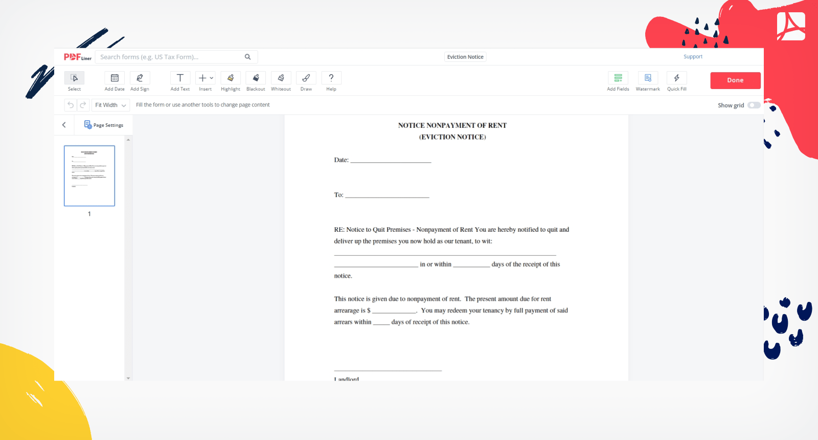 Eviction Notice PDF screenshot