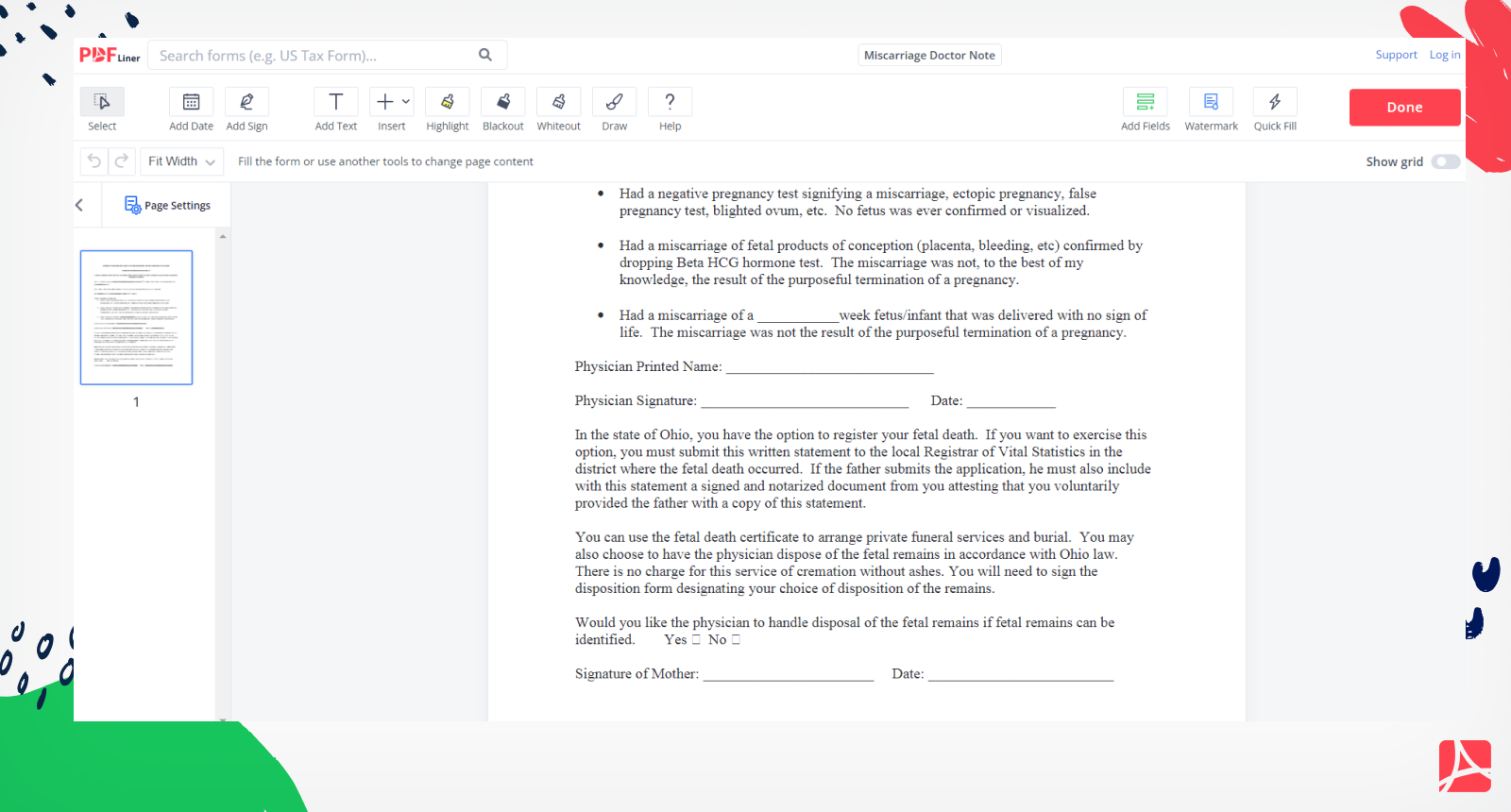Miscarriage Doctor Note Screenshot 2