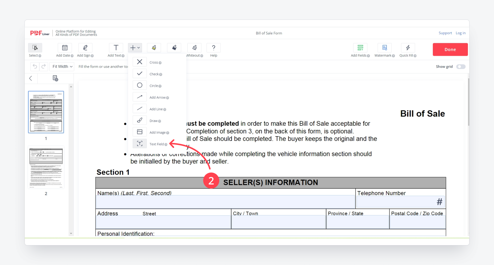 Adding text box to a pdf