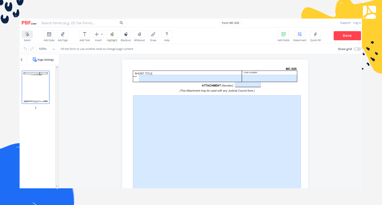 Form MC-025 Screenshot