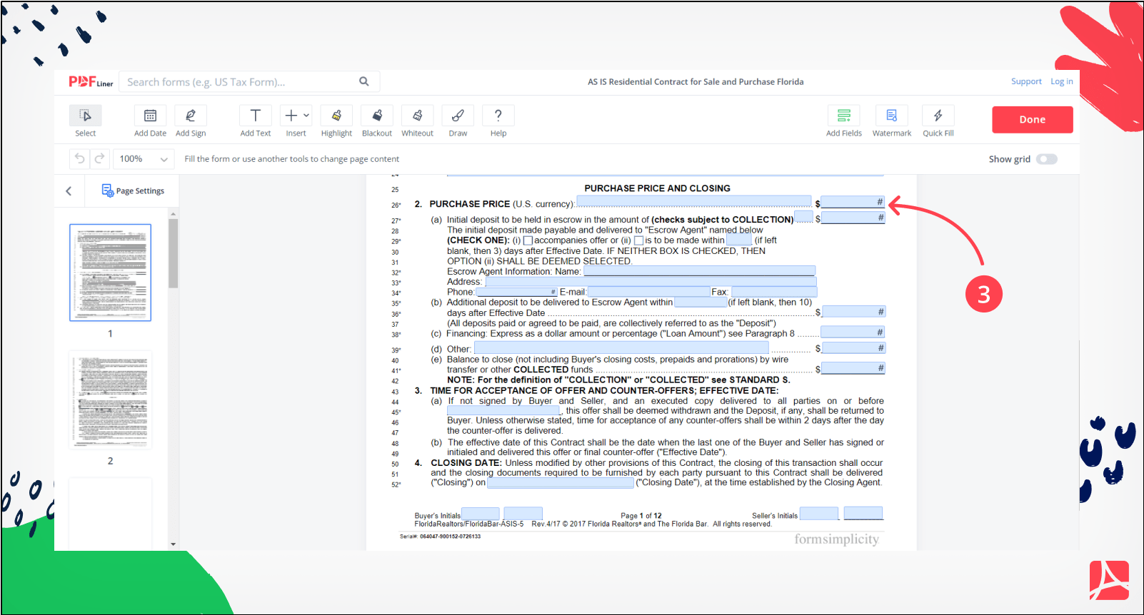 AS IS Residential Contract for Sale and Purchase Florida screenshot step 3