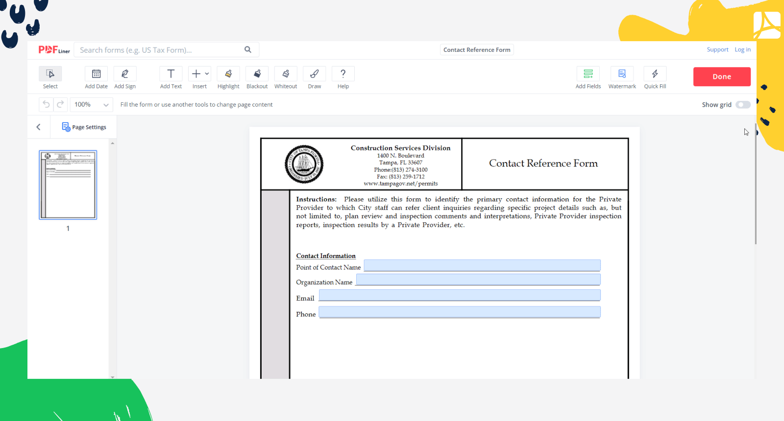Contact Reference Form on PDFLiner