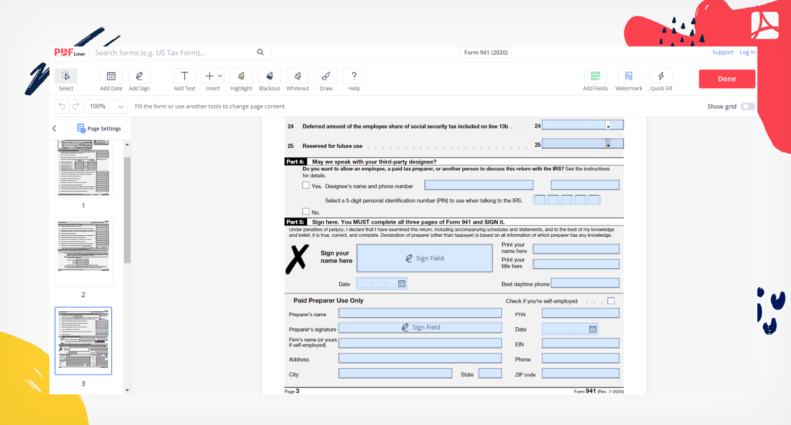 Form 941 (2020) Screenshot 2