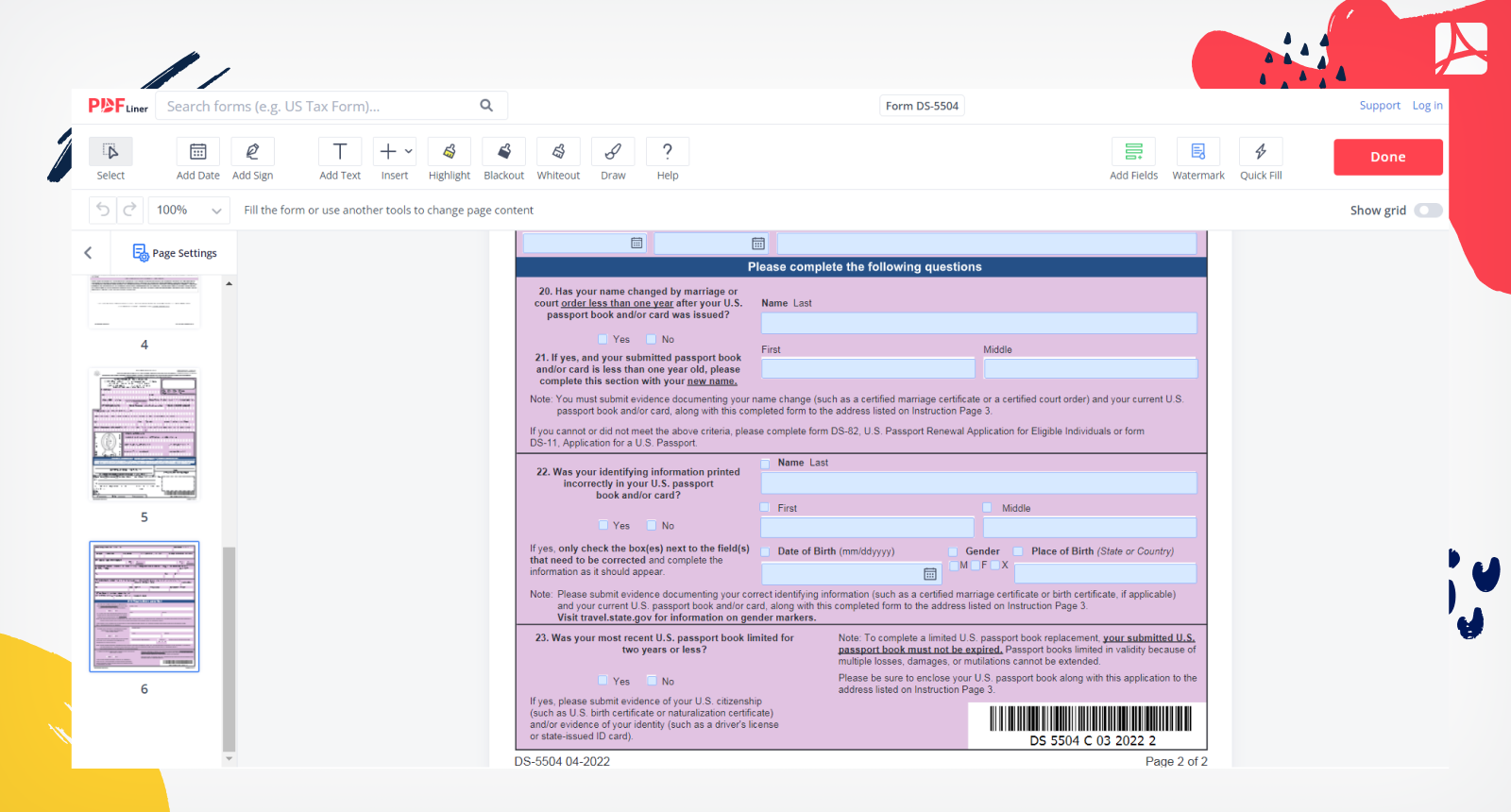 Form DS-5504 Screenshot 2