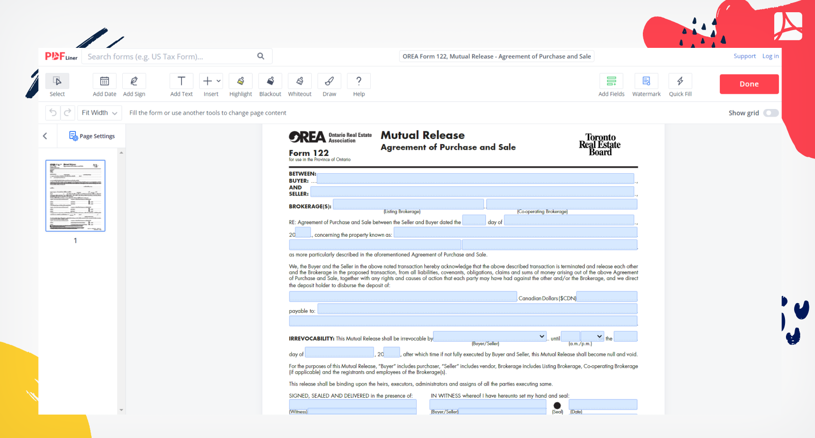 OREA Form 122 Screenshot