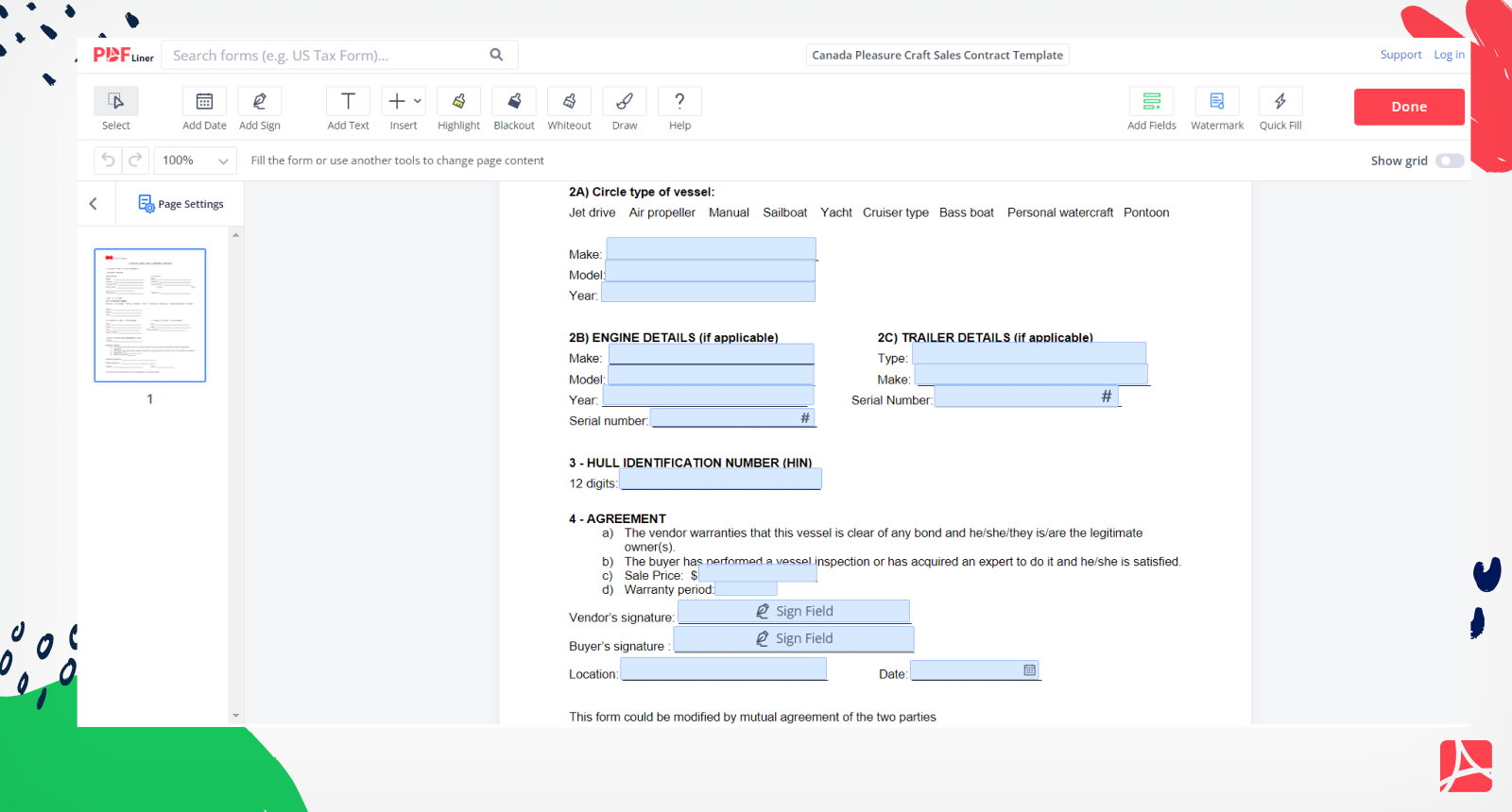 Canada Pleasure Craft Sales Contract Template Screenshot 2