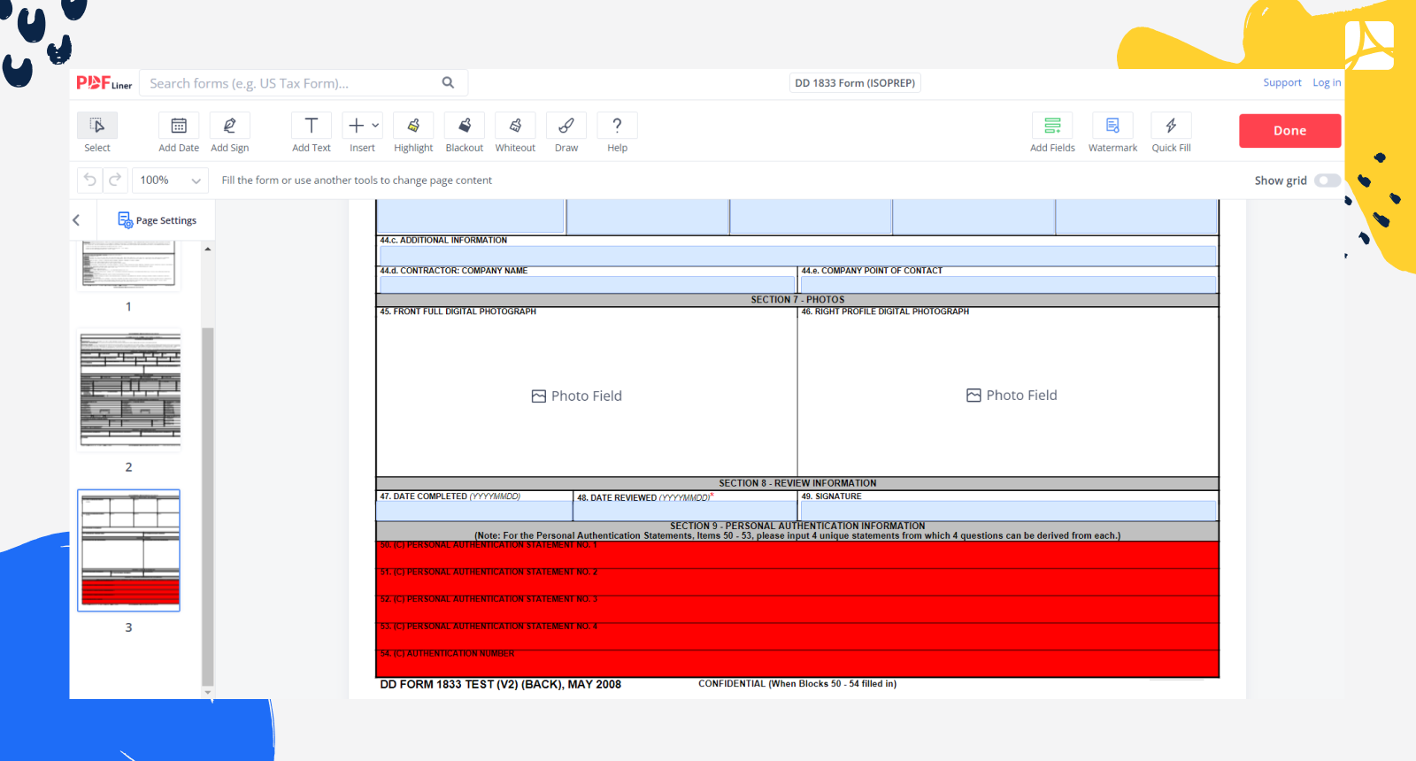 DD 1833 Form Screenshot 2