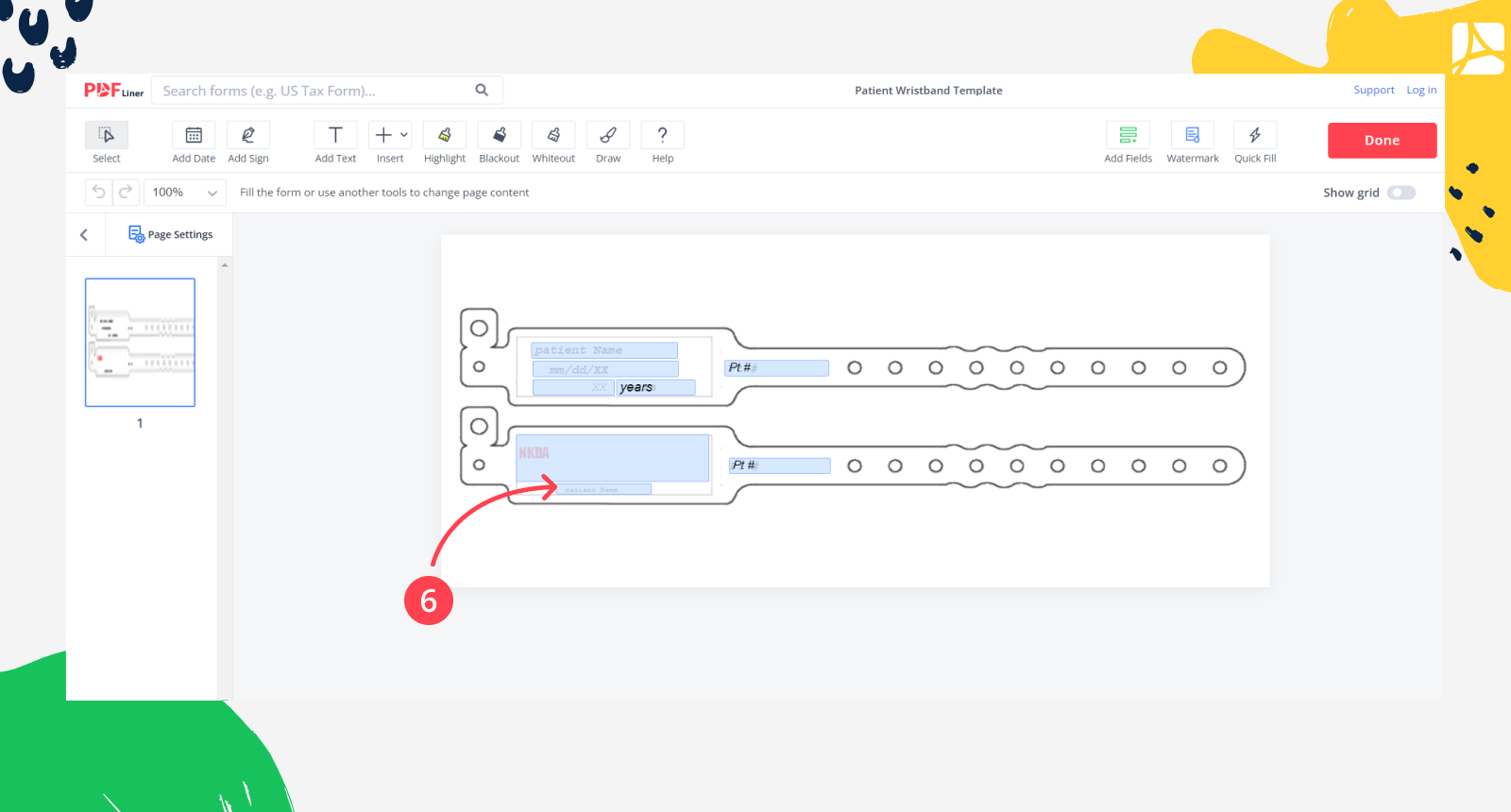 Patient Wristband Template screenshot Step 6