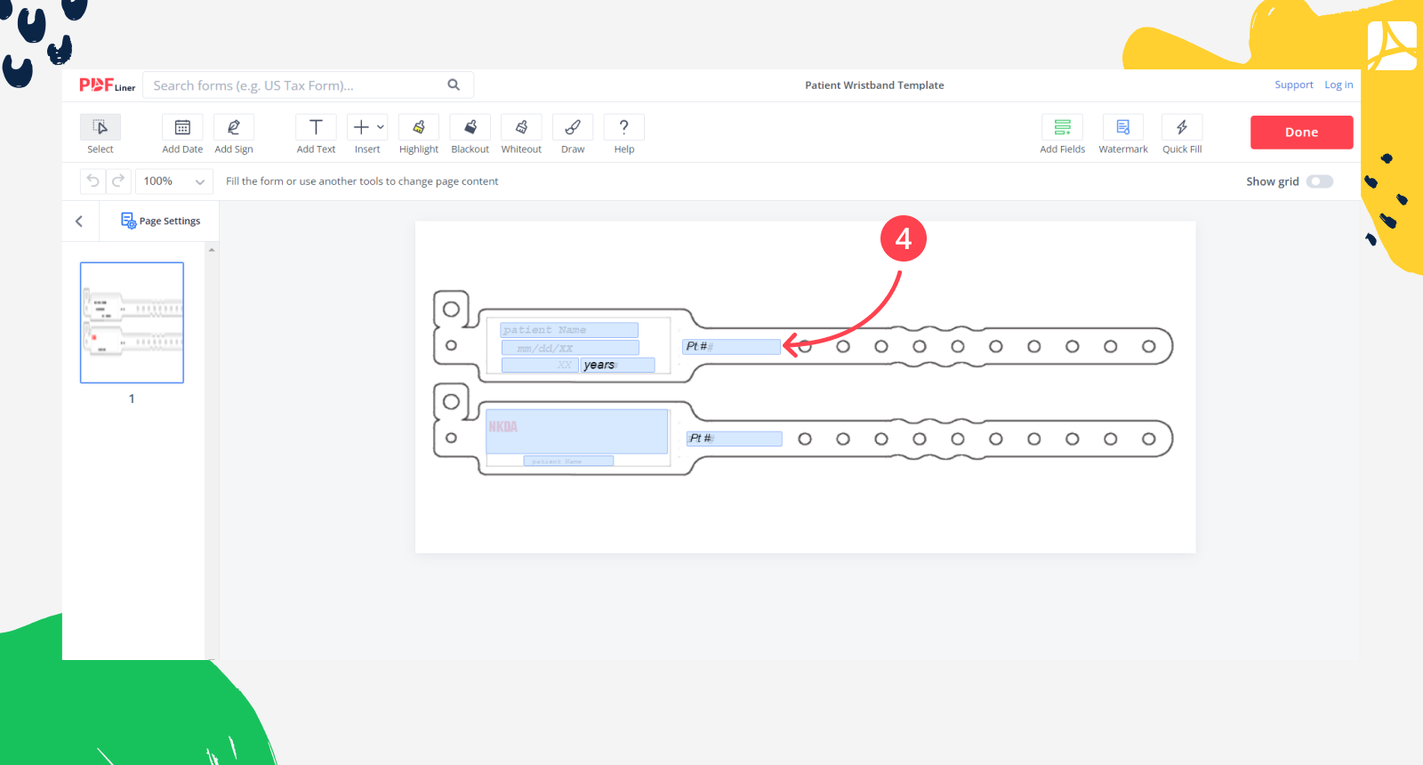 Patient Wristband Template screenshot Step 4