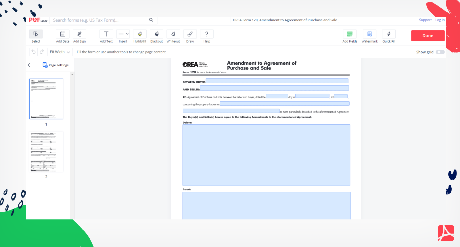 OREA Form 120 Screenshot