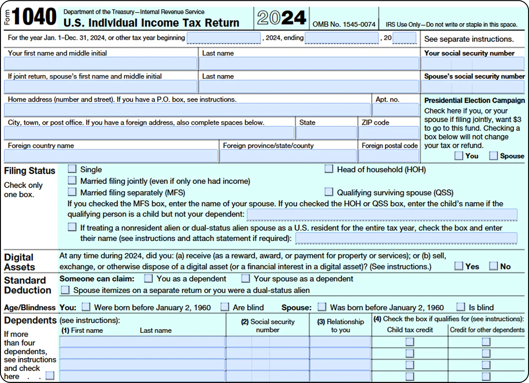 How to Fill Out Form 1040 in 2025 and Send to the IRS