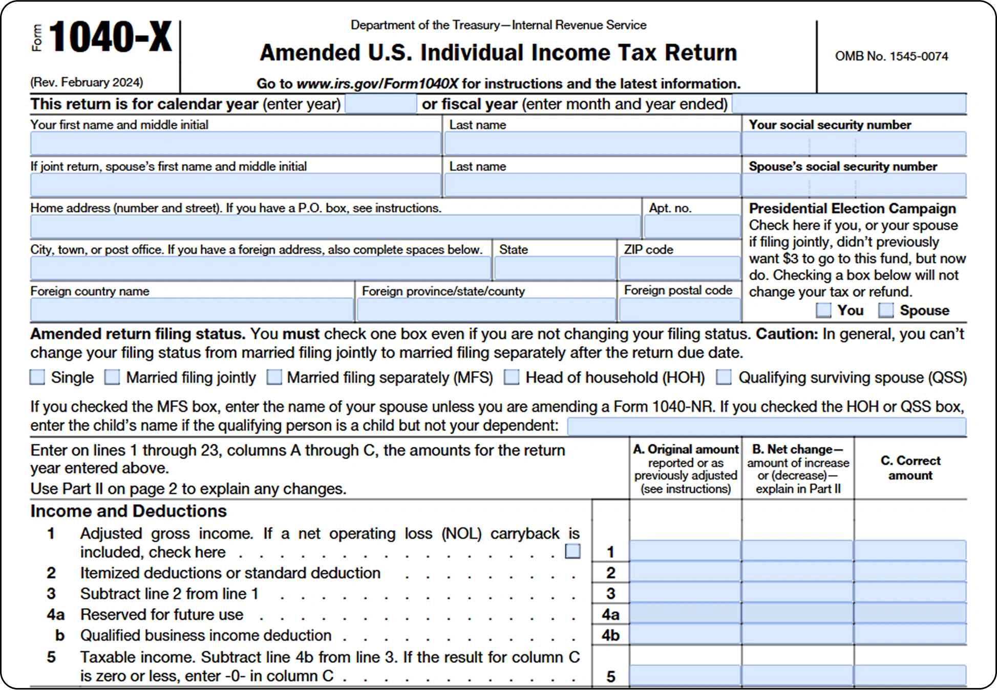 How to Sign a 1040-X Form Easily - Image Preview