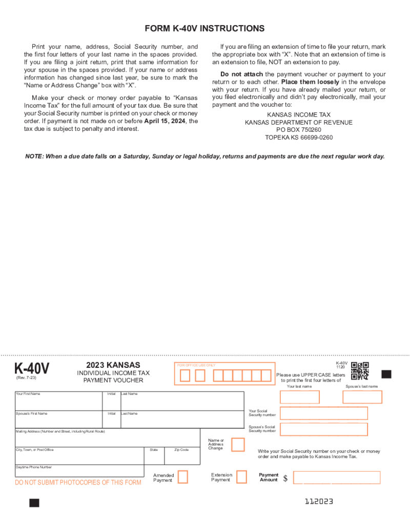 Kansas Form K-40V