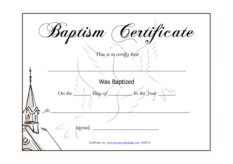 Baptism Certificate