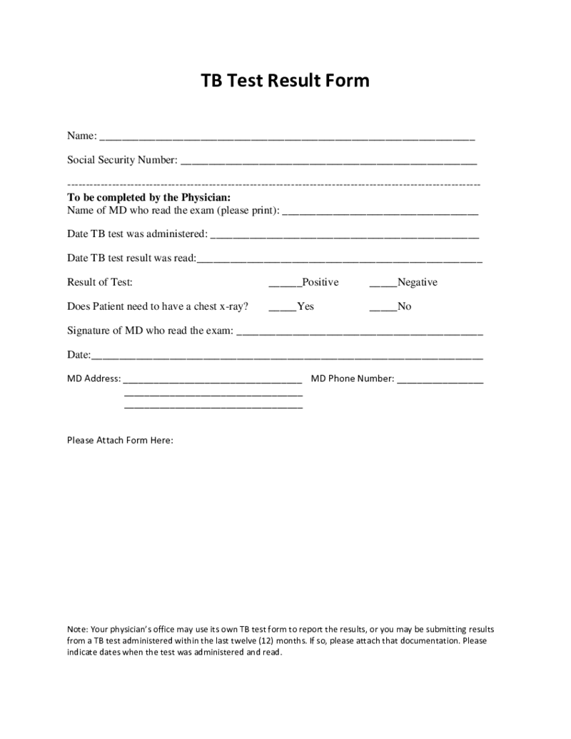 TB Test Result Form