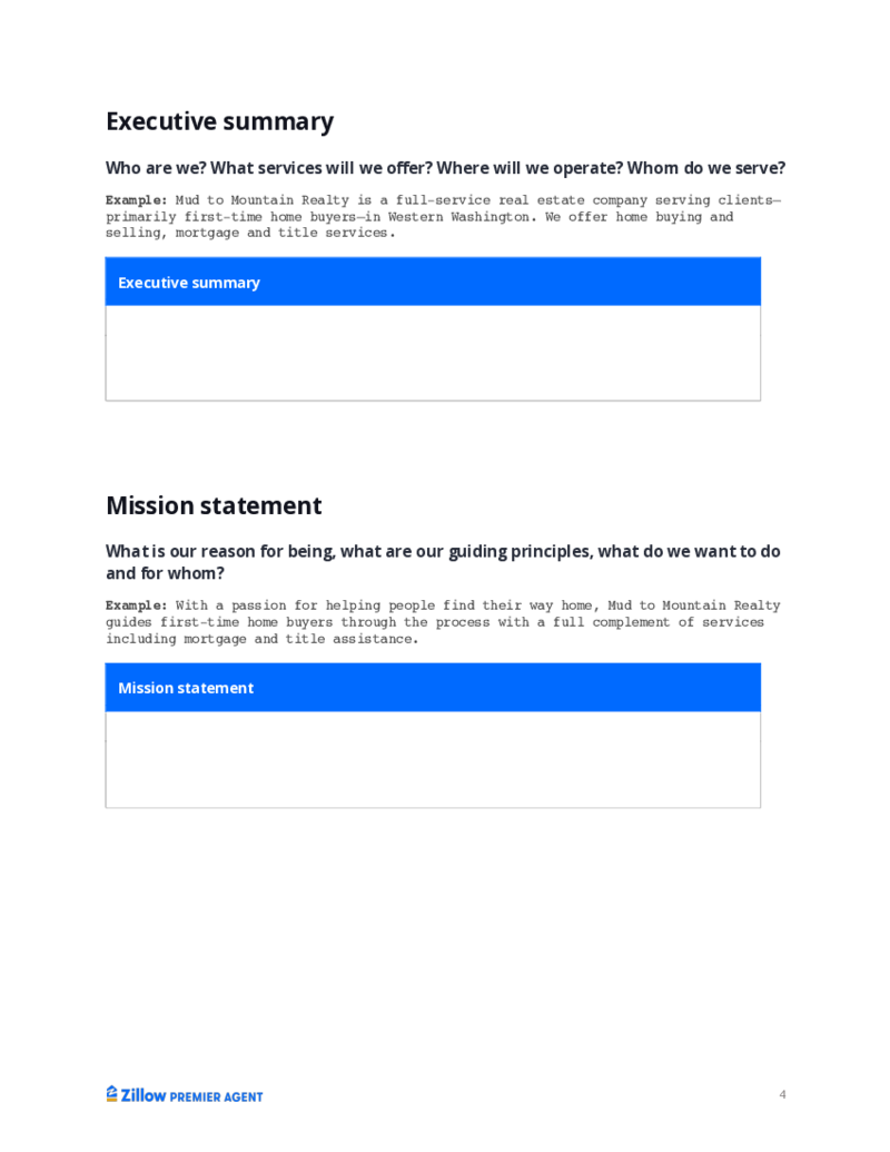 Zillow Real Estate Business Plan