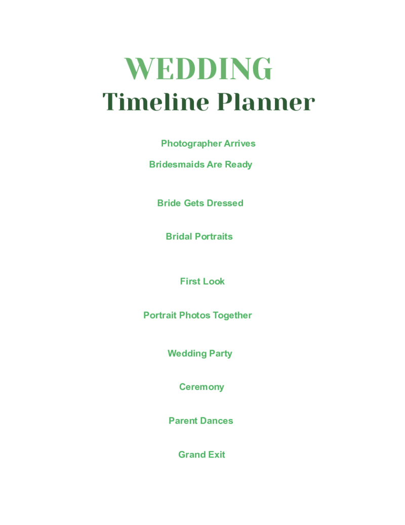 Wedding Itinerary Template