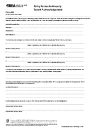 Form 248, Entry Access to Property - Tenant Acknowledgement - Thumbnail