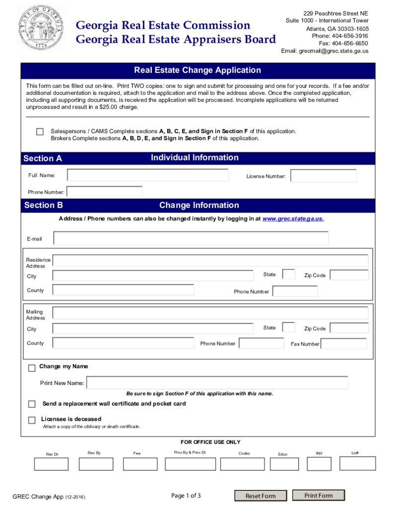 GREC Change Application