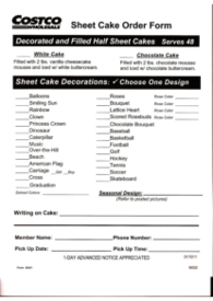 Fillable Costco Cake Order Form - Thumbnail