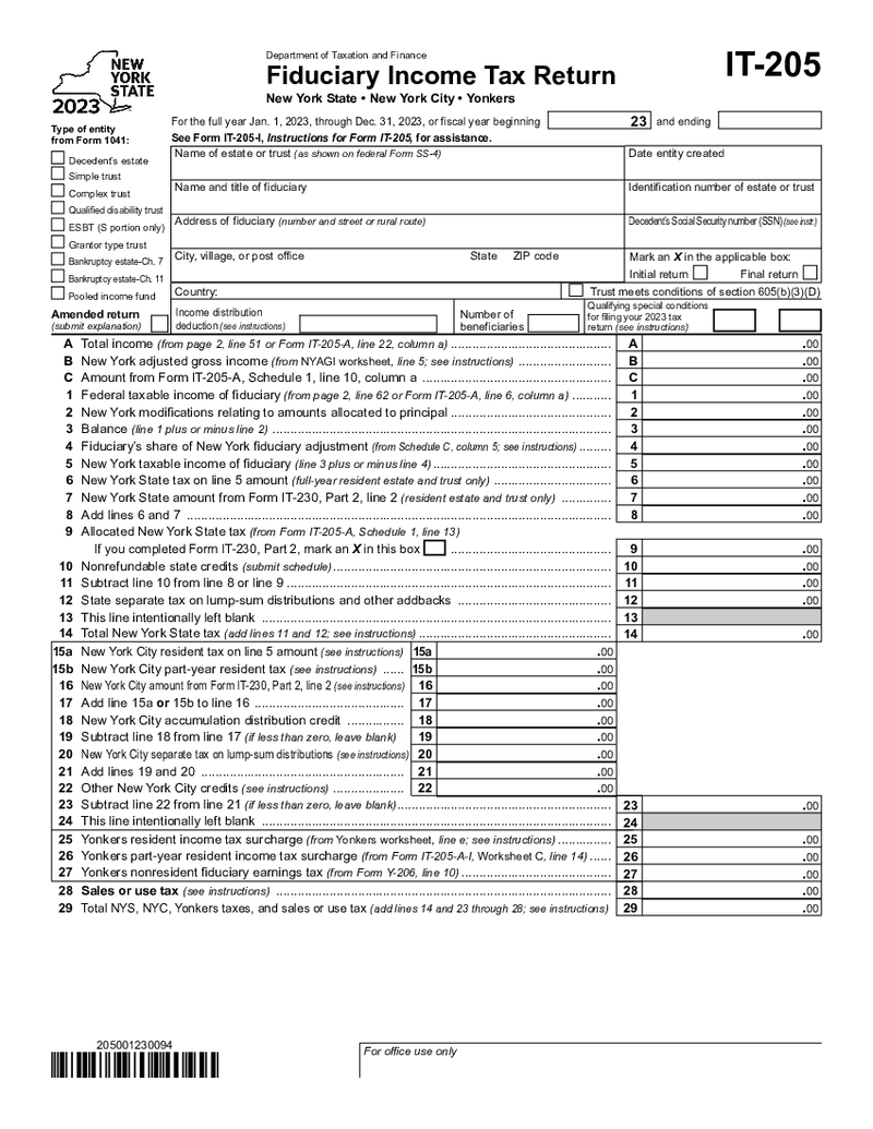 New York Form IT-205