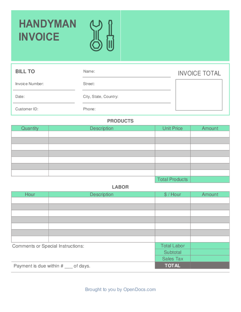 Handyman Invoice