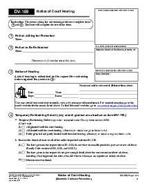 DV-109 Notice of Court Hearing - Thumbnail