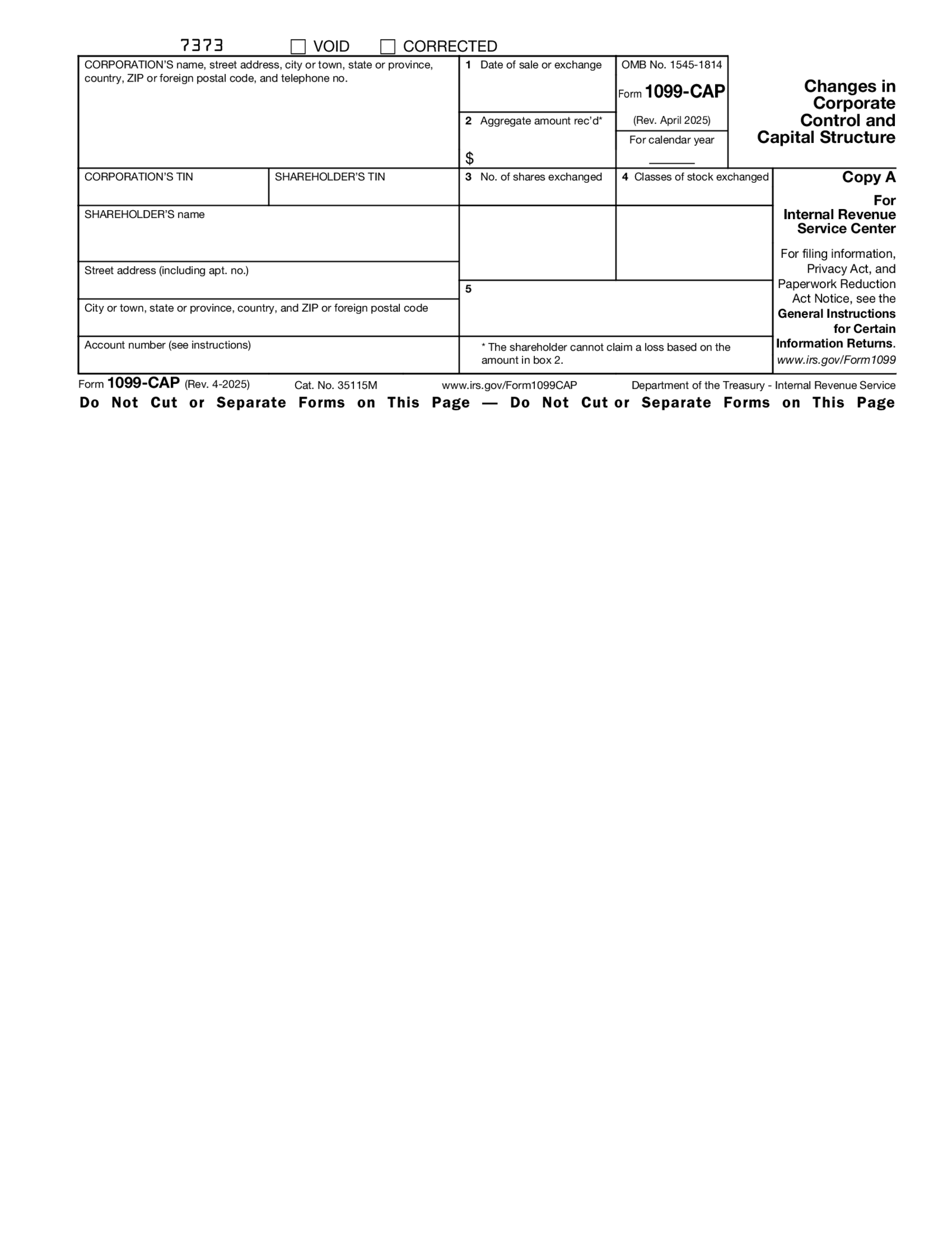 Form 1099-CAP - Thumbnail