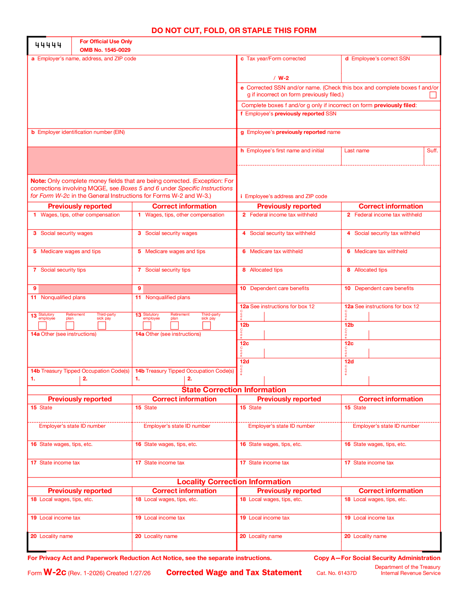 W2-C Form - Thumbnail