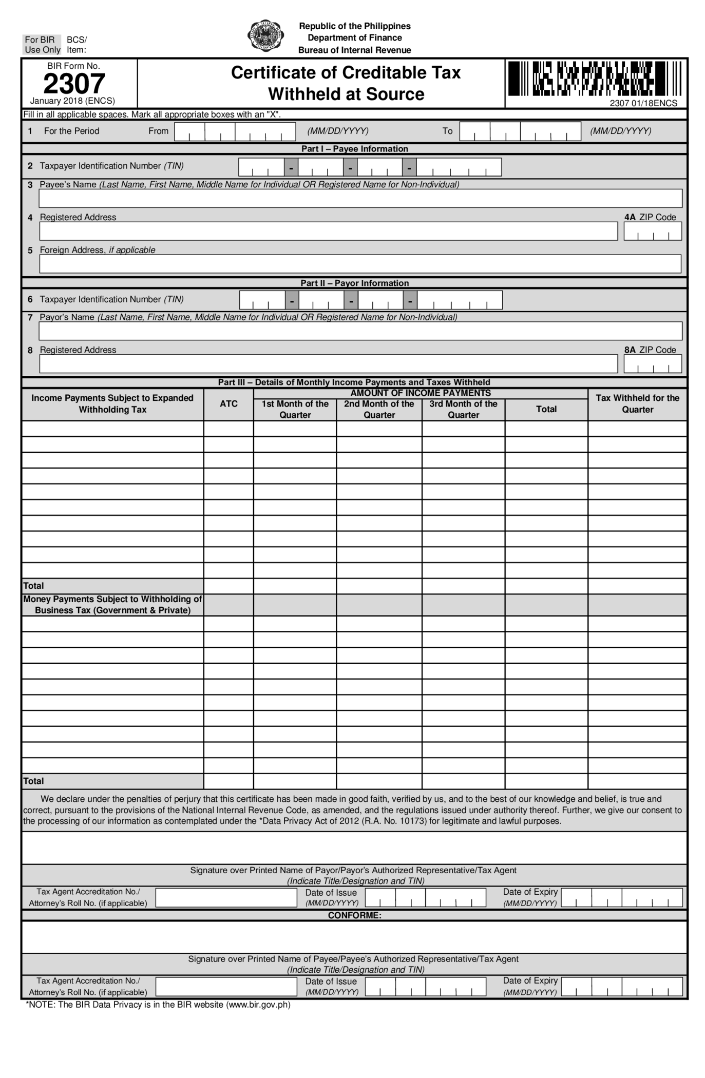 BIR Form 2307 - Thumbnail