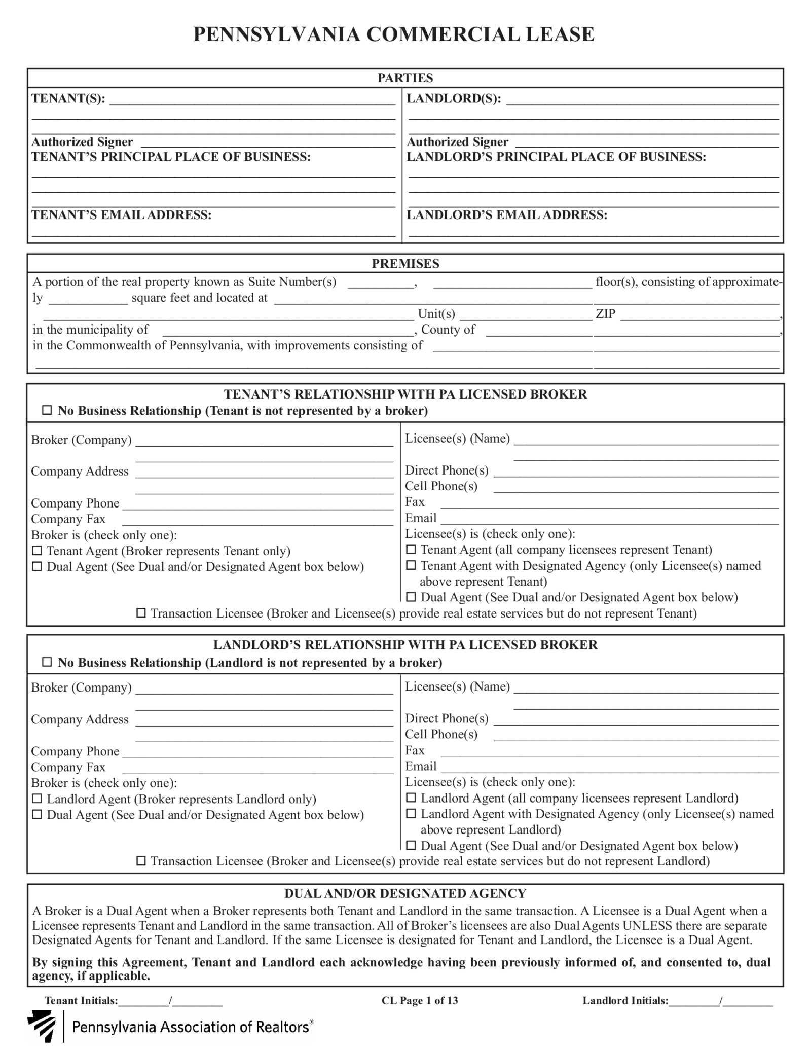 Pennsylvania Commercial Rental Application - Thumbnail