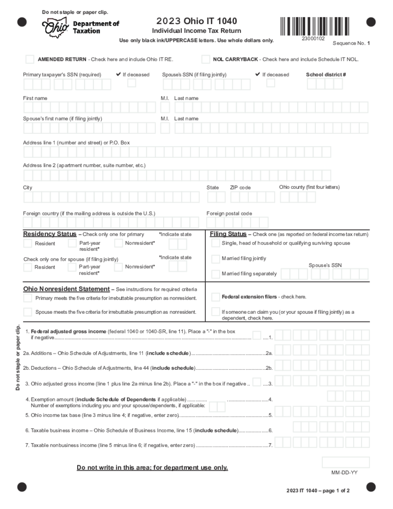 Ohio Form IT 1040