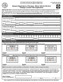 Form MV-9B, Person License Plate Application - Georgia - Thumbnail
