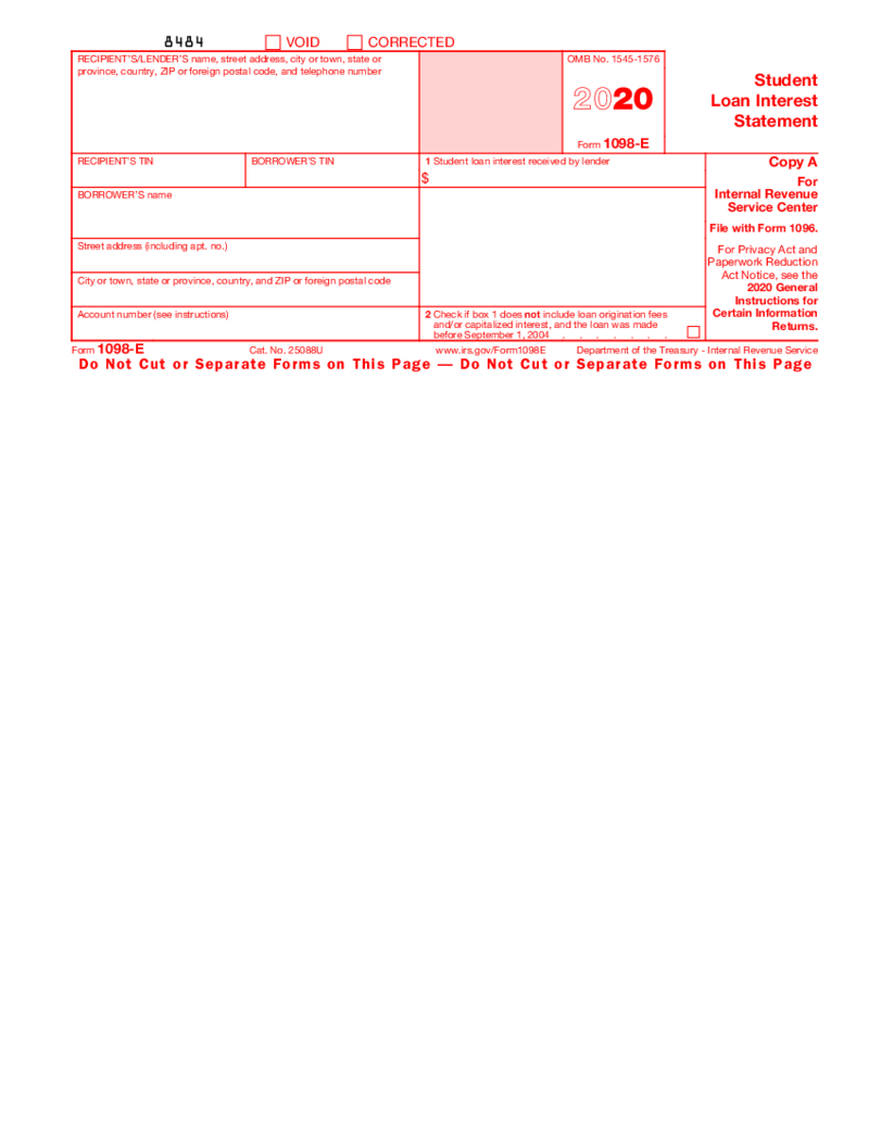 Form 1098-E (2020)