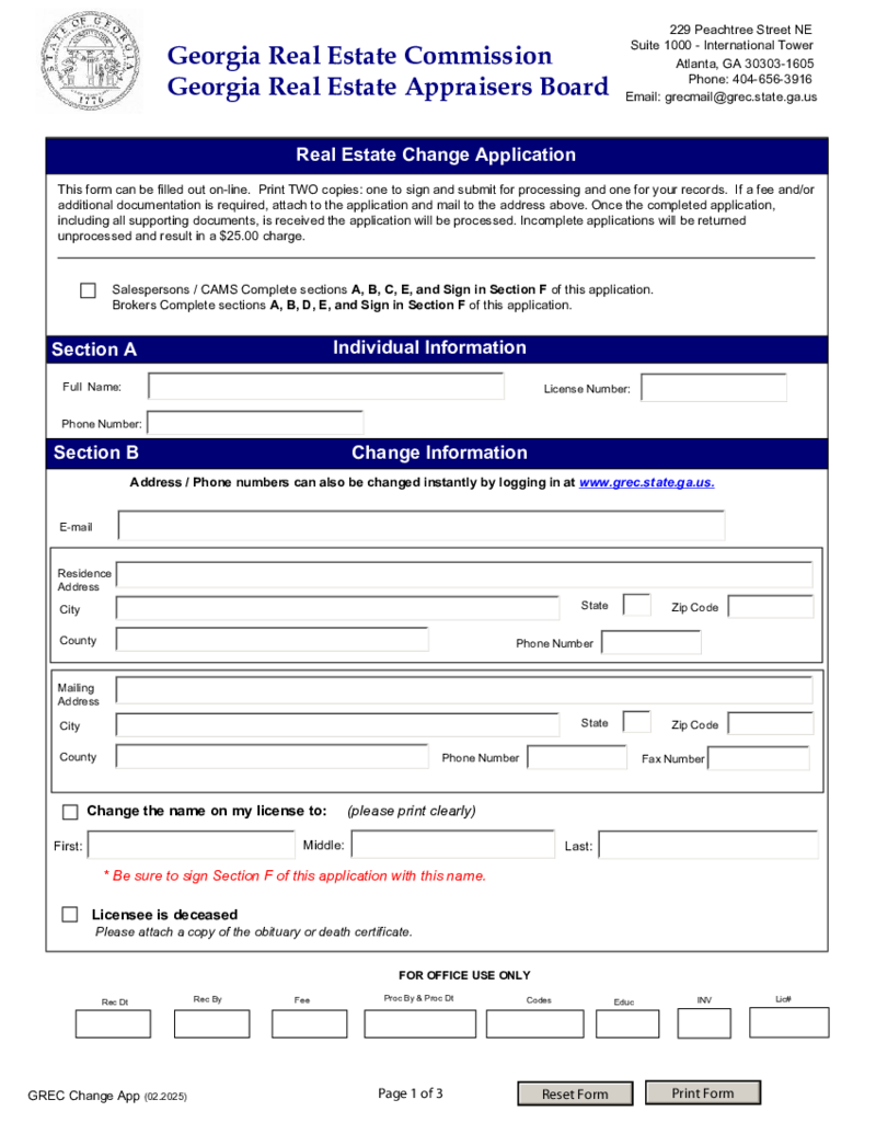 GREC Change Application