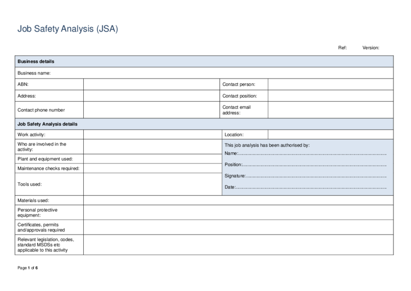 JSA Form Template