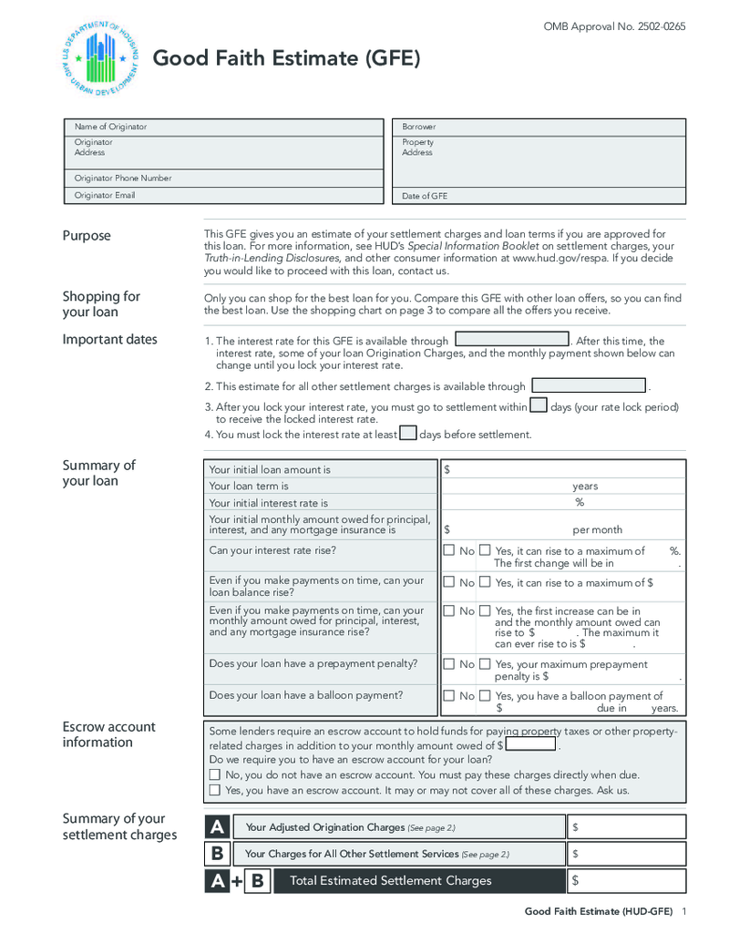 Good Faith Estimate