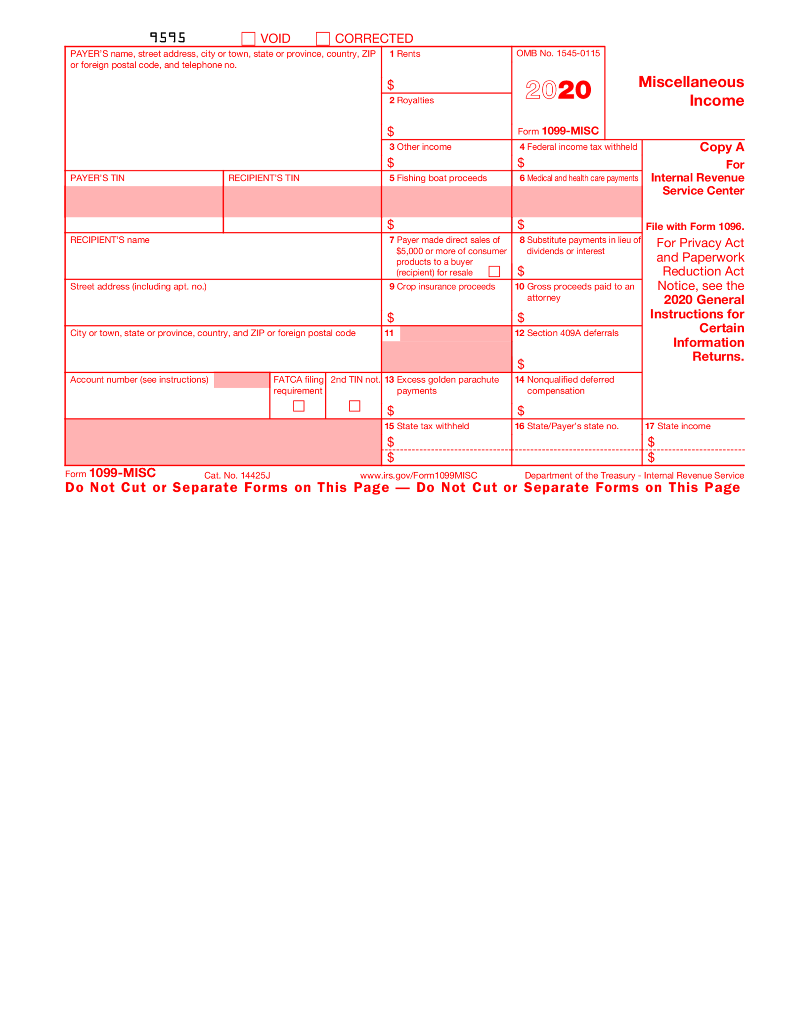 1099-MISC Form (2020) - Thumbnail