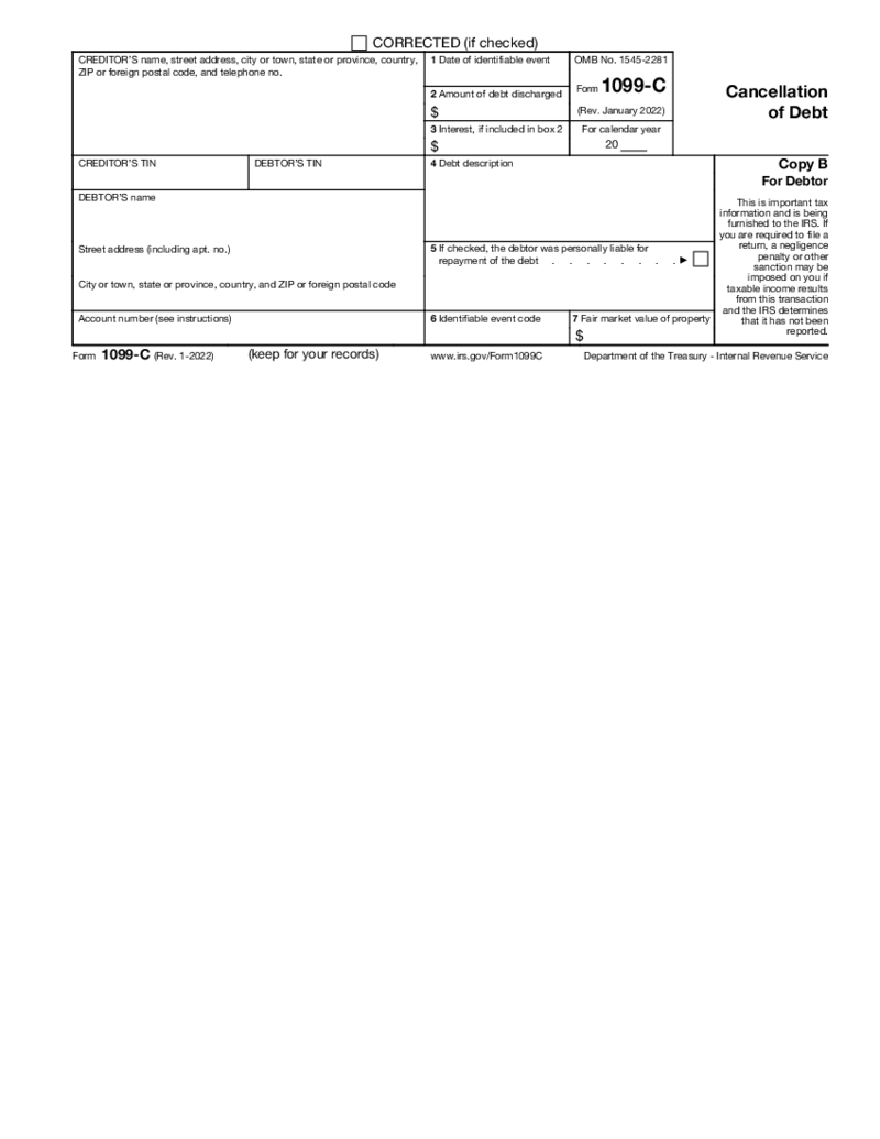 Form 1099-C (2022-2023)