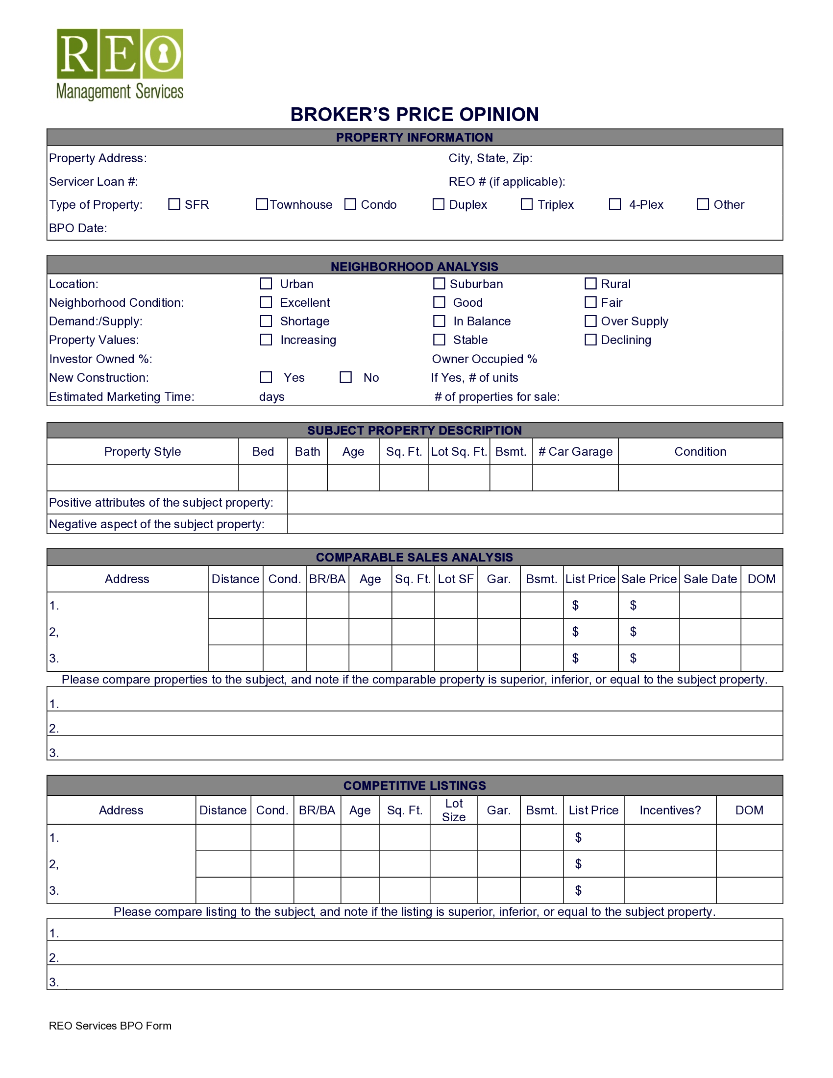 Broker Opinion of Value Template - Thumbnail