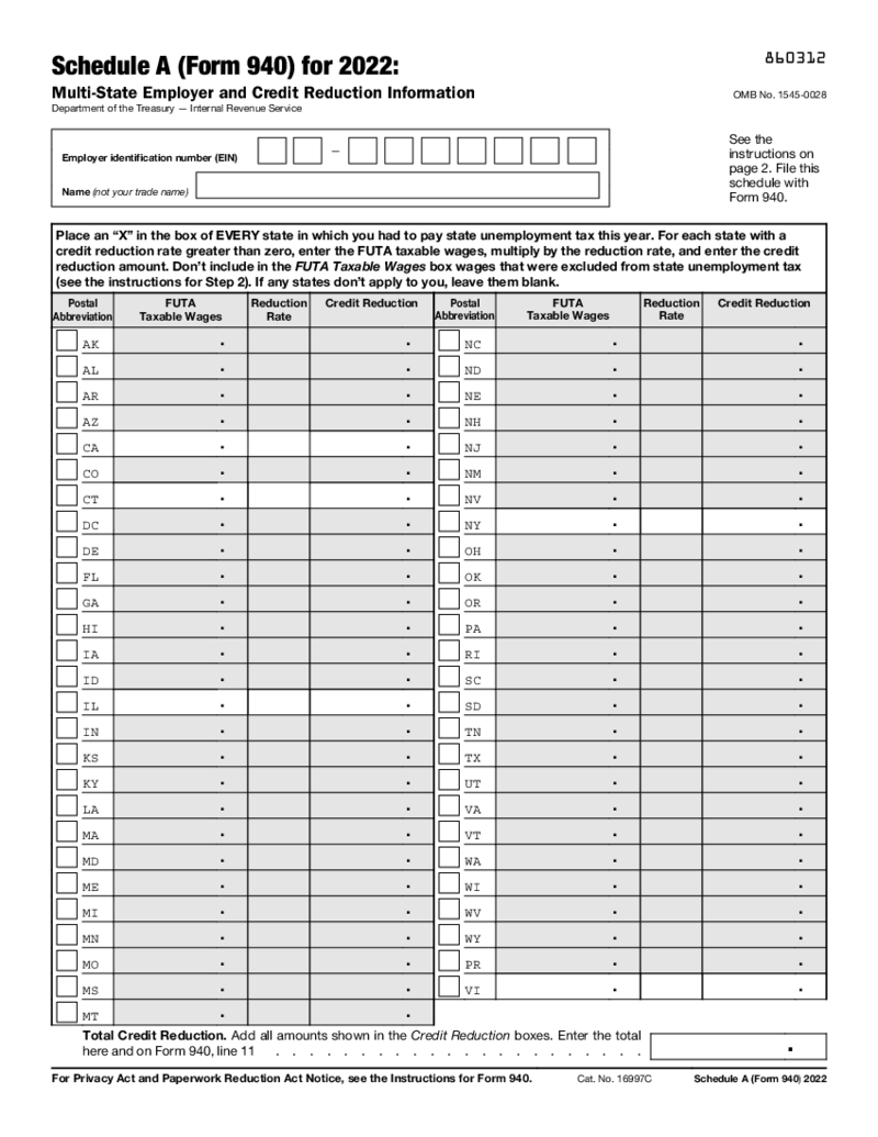 Form 940 Schedule A