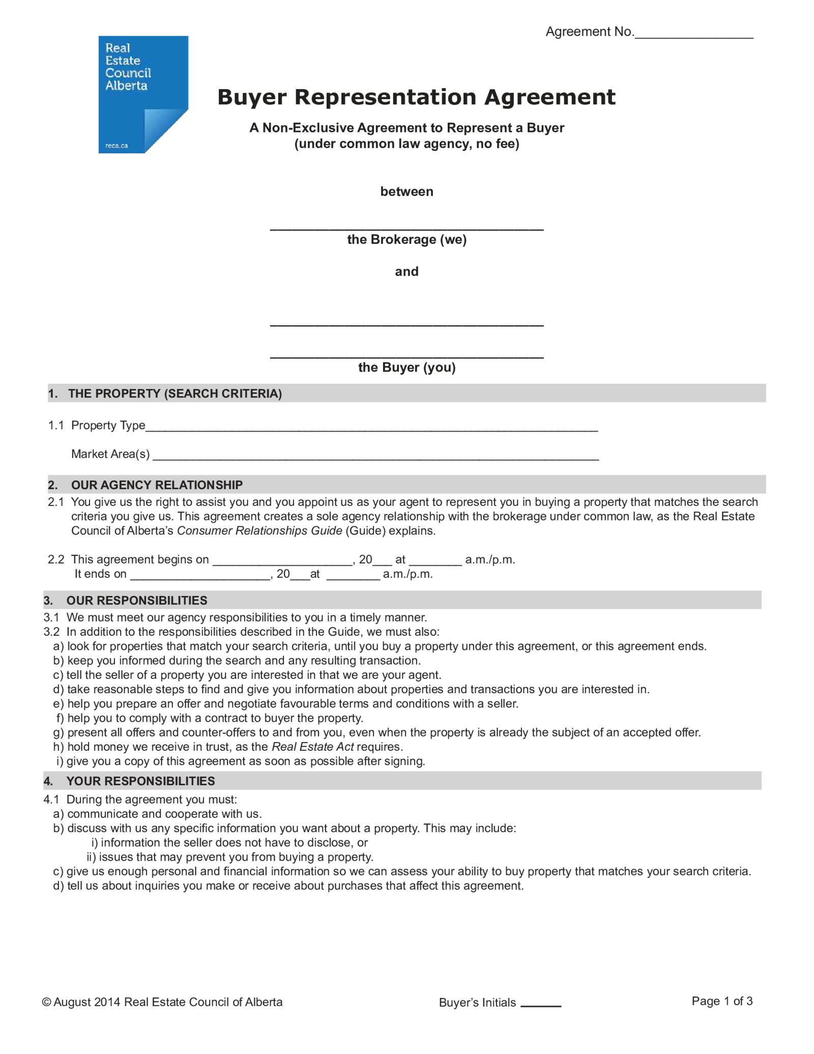 RECA Buyer Representation Agreement - Thumbnail